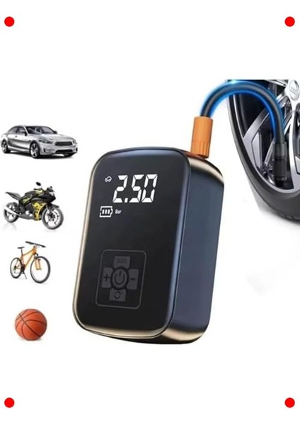 Kablosuz Araç Hava Kompresörü - 150 Psı, LED Işıklı