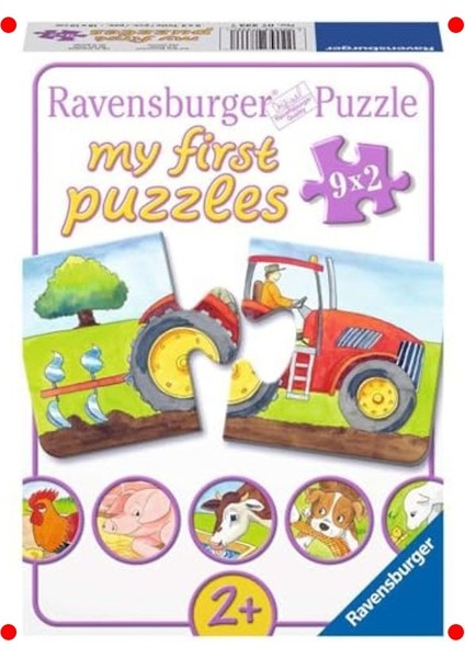 Çiftlik Temalı 9x2 Parça Çocuk Yapbozu Seti