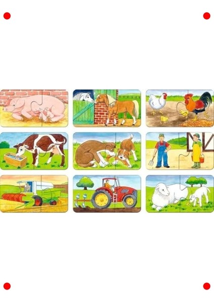Çiftlik Temalı 9x2 Parça Çocuk Yapbozu Seti fiyatları