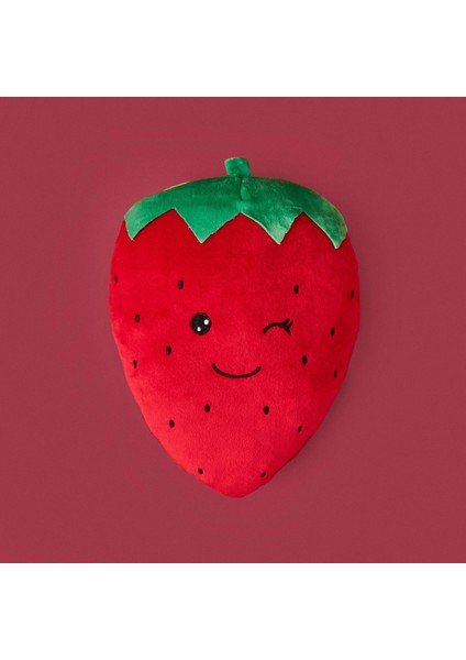 Soft Çilek Figürlü Yastık - Kırmızı - 25 cm fiyatları