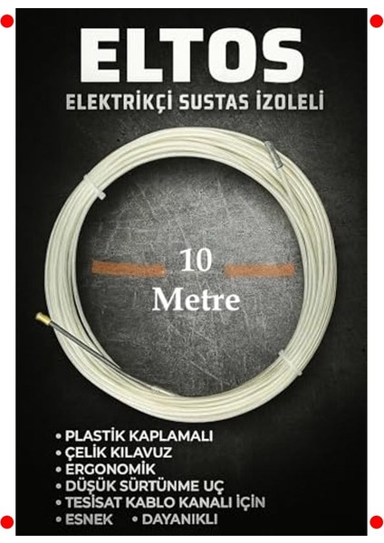 Izoleli Elektrikçi Sustası Kablo Çekme Yayı 10M fiyatları