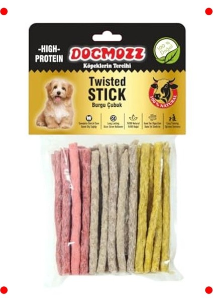 Köpek Çiğneme Ödülü: Ince Burgu Sticks (50 Adet)