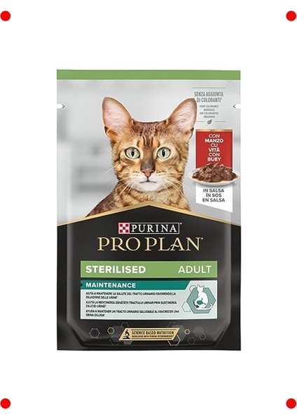 Kısır Kedi Yaş Maması Sığır Etli Poşet, 85GR