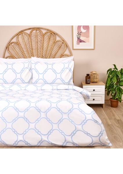 Soft Toeget Çift Kişilik Nevresim Takımı - Beyaz / Mavi