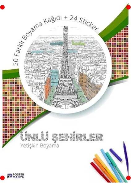 Yetişkinler Için Şehir Manzaraları Boyama Kitabı modelleri