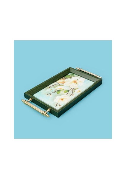 Kitchen Mini Çiçekli Tepsi - Renkli - 29X18 cm