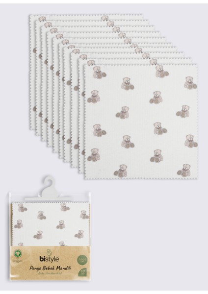 Nessiworld Bear 20X20 10'lu Penye Mendil 90162 Ekru