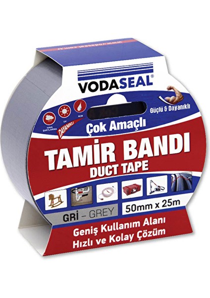 3 Adet Vodaseal Tamir Bandı Gri 50MMX25MT