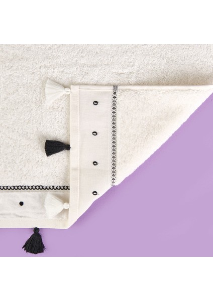 Soft Piene Yüz Havlusu - Ekru / Siyah - 50X90 cm modelleri