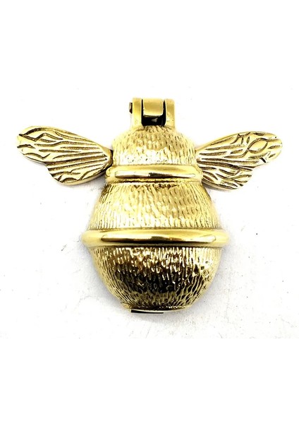 Antika Tarz Dekoratif Pirinç Arı Kapı Tokmağı, Taktak - KÜÇÜK,123X150MM, Sarı