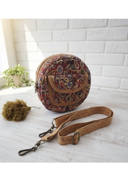 Otantik Mozaik Desen Yuvarlak Kadın Çantası