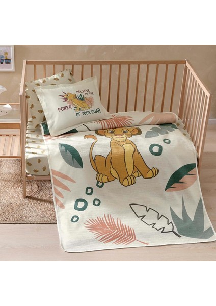 Lion Power Lisanslı Karakter BASKILI%100 Pamuk Pike Takımı, Çok Renkli, Küçük Tek Kişilik (Pike: 100X150 Cm/ Çarşaf: 80X140 Cm/yastık Kılıfı: 50X70 Cm)
