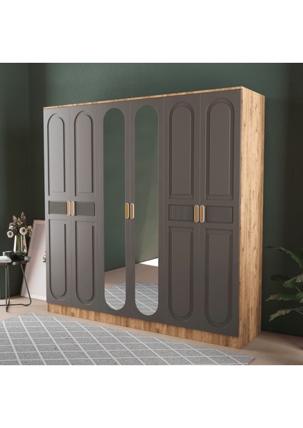 Dova 6 Kapaklı Eko Gardırop - Mdf Kapak