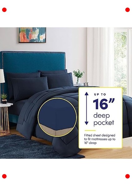 Queen Boy Lacivert Düz Renk Yorgan ve Çarşaf Seti fiyatları