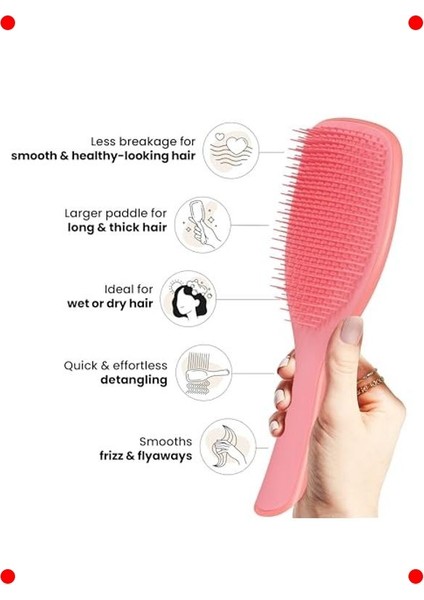 Geniş Islak & Kuru Saç Detangler Fırça - Somon Pembe fırsatları