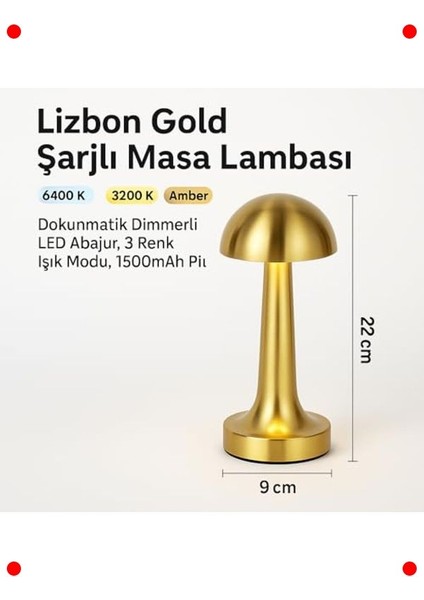Şarjlı Dekoratif Masa Lambası, 3 Renk, Dimmerli fiyatları