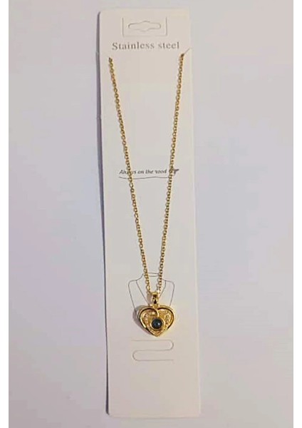 Kalp Figürlü Zirkon Altın Renk Zincir Kadın Kolye Kararmaz Çelik Kolye fiyatları