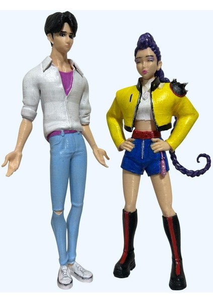 Hd-Rumi & Hd-Jino – El Boyama 3D Koleksiyon Figür Seti | Işıltılı Detaylar | Demon Hunters Tarzı