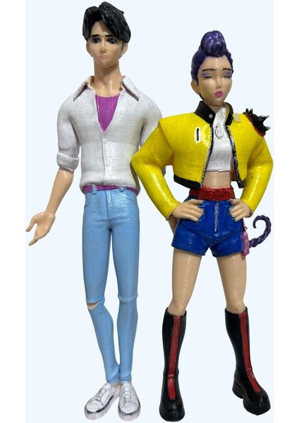 Hd-Rumi & Hd-Jino – El Boyama 3D Koleksiyon Figür Seti | Işıltılı Detaylar | Demon Hunters Tarzı modelleri