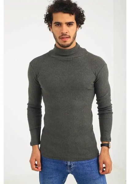 Erkek Kaşkorse Boğazlı Full Likralı Fitilli Body Kazak 3 Renk