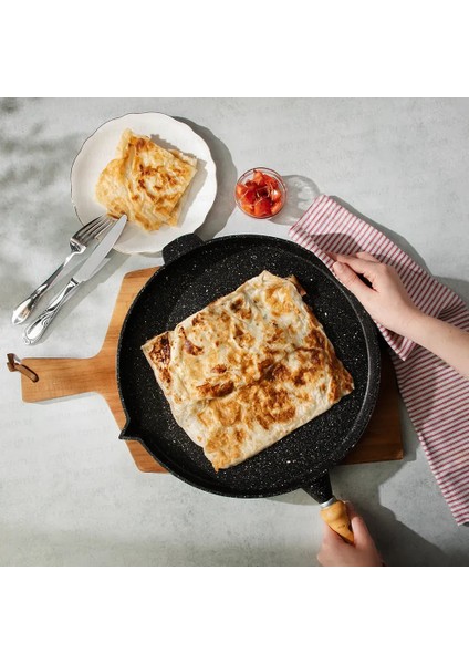 Alüminyum Döküm Gözleme Tavası - Siyah / Açık Kahverengi - 36 cm fiyatları