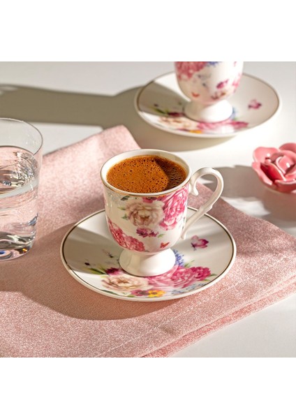 Öykü 12 Parça Porselen Kahve Fincan Takımı - Renkli - 90 ml modelleri