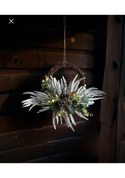 Yılbaşı Temalı Yeni Yıl Karlı Kapı Süsü Çelenk Süs modelleri