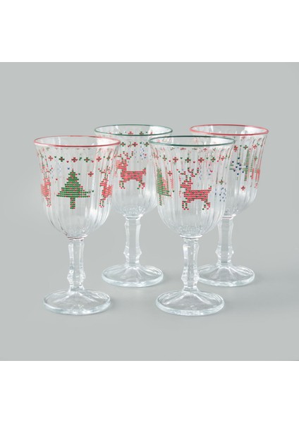 Winter Ornament 4'lü Ayaklı Bardak - Renkli - 120 ml
