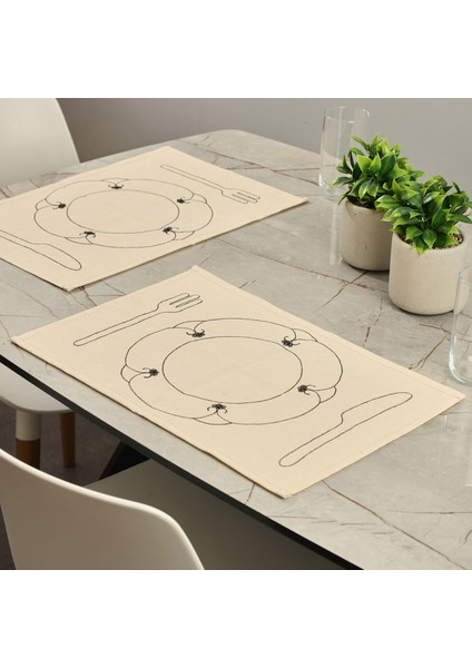 Soft Senem 2'li Amerikan Servis - Bej - 45X30 cm