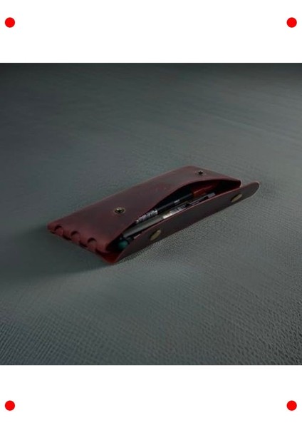 El Yapımı Hakiki Deri Kalem Kutusu - Kırmızı fırsatları