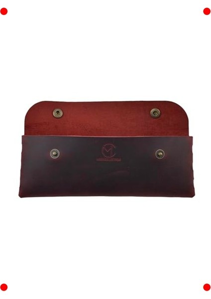 El Yapımı Hakiki Deri Kalem Kutusu - Kırmızı indirimleri