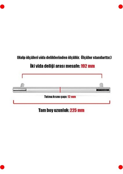 Mat Krom Dolap ve Çekmece Kulpu 192MM (4 Adet) modelleri