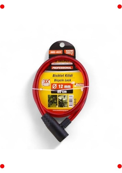 Güvenlik Amaçlı Çelik Halatlı Asma Kilit - 80 cm