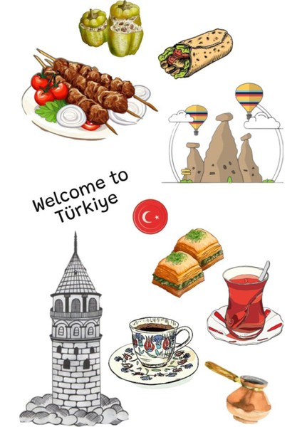 Türkiye Temalı Telefon Laptop Notebook Tablet Defter Matara Stiker Etiket ST2092
