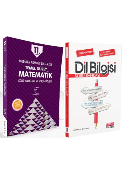 Karekök Yayınları 11. Sınıf Temel Düzey Matematik ve Akm Dil Bilgisi Soru Bankası Seti 2 Kitap