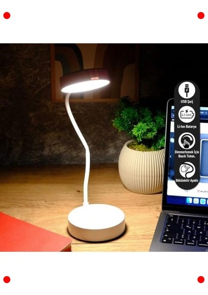 Şarjlı 20 Led'li Esnek Masa Lambası 3 Modlu fiyatları