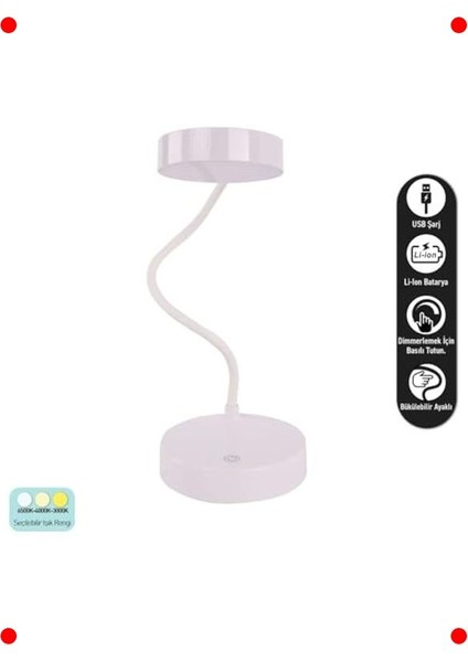 Şarjlı 20 Led'li Esnek Masa Lambası 3 Modlu fırsatları