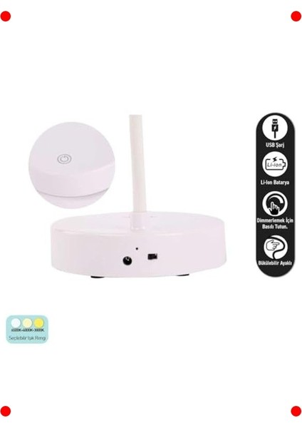 Şarjlı 20 Led'li Esnek Masa Lambası 3 Modlu indirimleri