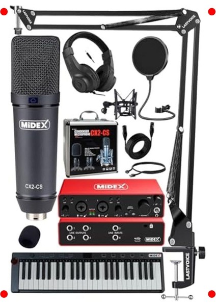 Stüdyo Kayıt Paketi 6: Ses Kartı, Mıdı Klavye, Mikrofon