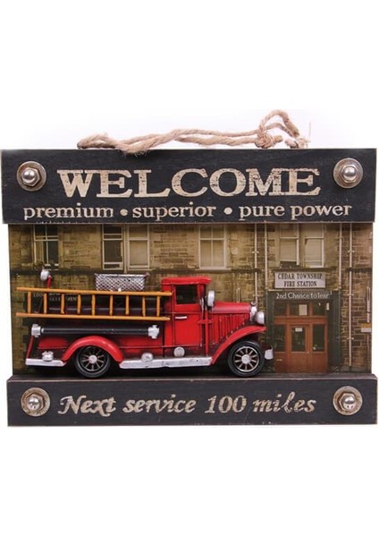 Dekoratif Metal Kapı Yazısı Itfaiye Aracı Dekorlu Hediyelik
