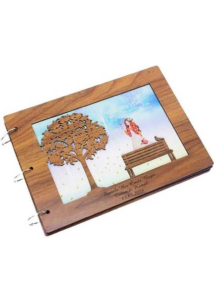 Albüm Ahşap Kapaklı Yatay Temalı Dekoratif Hediyelik