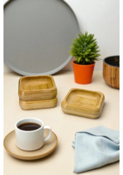 Doğal Bambu 3’lü Kare Lokumluk Çerezlik Seti – Şık ve Kullanışlı Tasarım