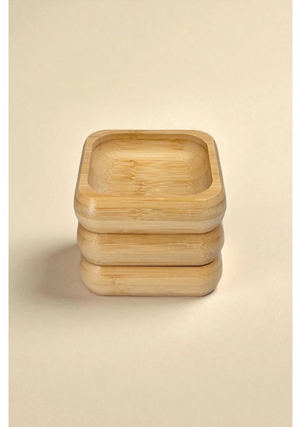 Doğal Bambu 3’lü Kare Lokumluk Çerezlik Seti – Şık ve Kullanışlı Tasarım indirimleri