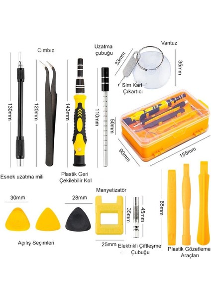115 Parça Manyetik Tornavida Seti – Esnek Şaftlı, Uzatma Çubuklu, Telefon & Bilgisayar Tamir Seti | Profesyonel El Aletleri fiyatları