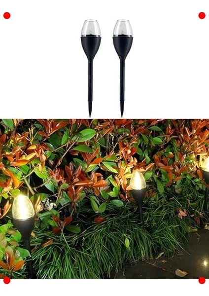 2 Adet Güneş Enerjili Titreyen Mum Efektli Bahçe Işığı