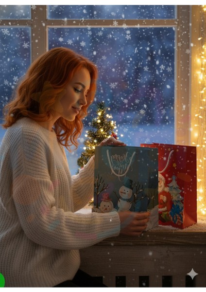 Noel Baba ve Kardan Adam Desenli Hediye Çantası Seti – 2’li Kırmızı & Mavi Yılbaşı Hediye Poşeti fiyatları