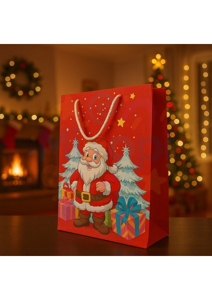 Noel Baba ve Kardan Adam Desenli Hediye Çantası Seti – 2’li Kırmızı & Mavi Yılbaşı Hediye Poşeti indirimleri