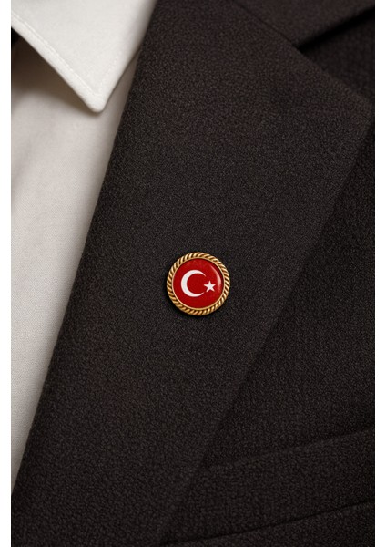 ( 1 Adet ) Türk Bayraklı Yaka Rozeti Gold Metal Türk Bayrağı Öğretmenler Günü Hediyesi Bayrak