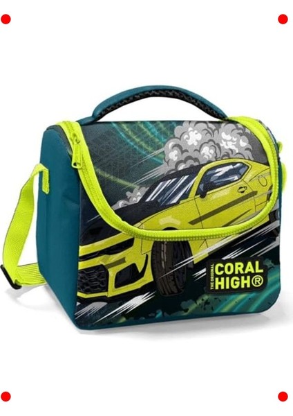 Erkek Çocuk Yeşil Sarı Yarış Arabalı Beslenme Çantası