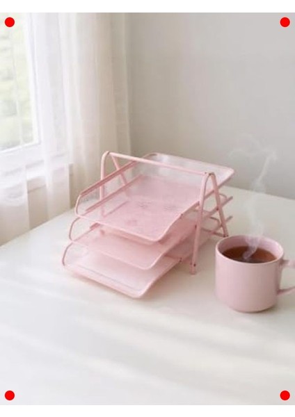 Toz Pembe 3'lü Metal Evrak Rafı Seti fırsatları